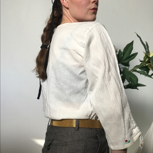 🎉HP🎉Vtg 90s does 70s tie front cotton boho shirt - Picture 7 of 11